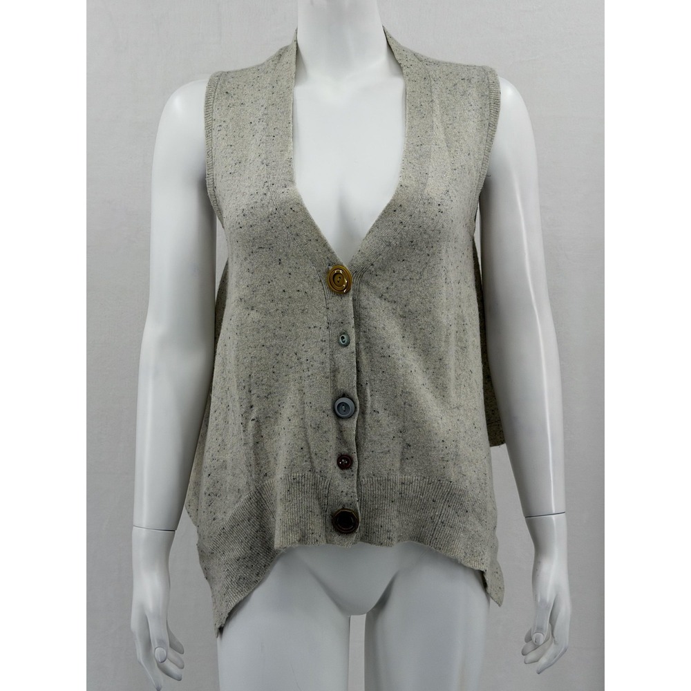Moth Anthropologie Sweater Women Small Beige Gray V-Neck Metallic Oversized Knit